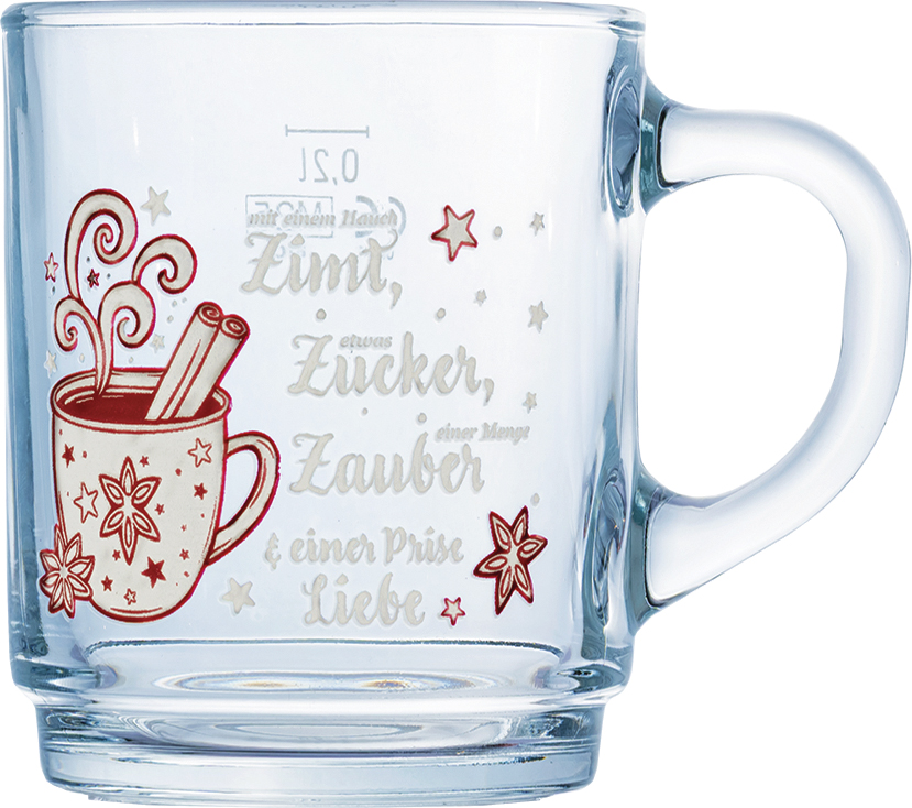 Tee-/Glühweinbecher 25cl; 0,2l /-/ stapelbar mit Weihnachtsdekor